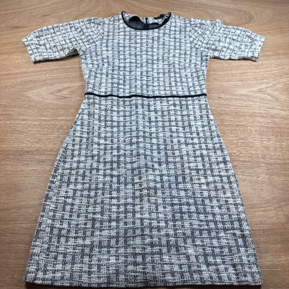 Banana Republic Womens 8 Tweed Sheath Dress Black White Career Office